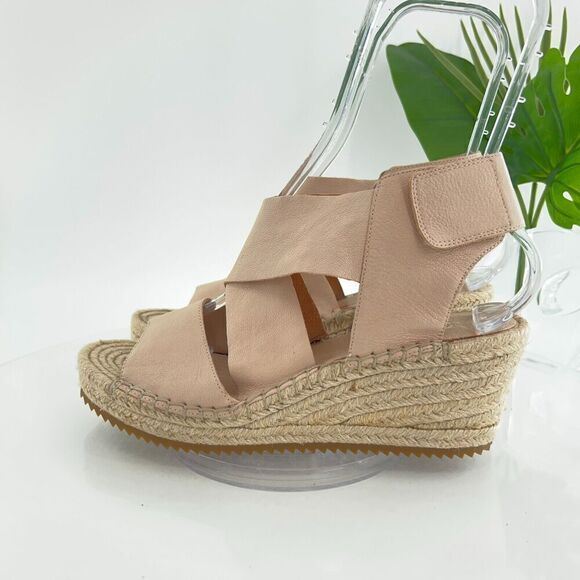 Eileen Fisher Womens Willow Sandal Size 9 Blush Leather Espadrille Wedge Heel - Picture 5 of 16